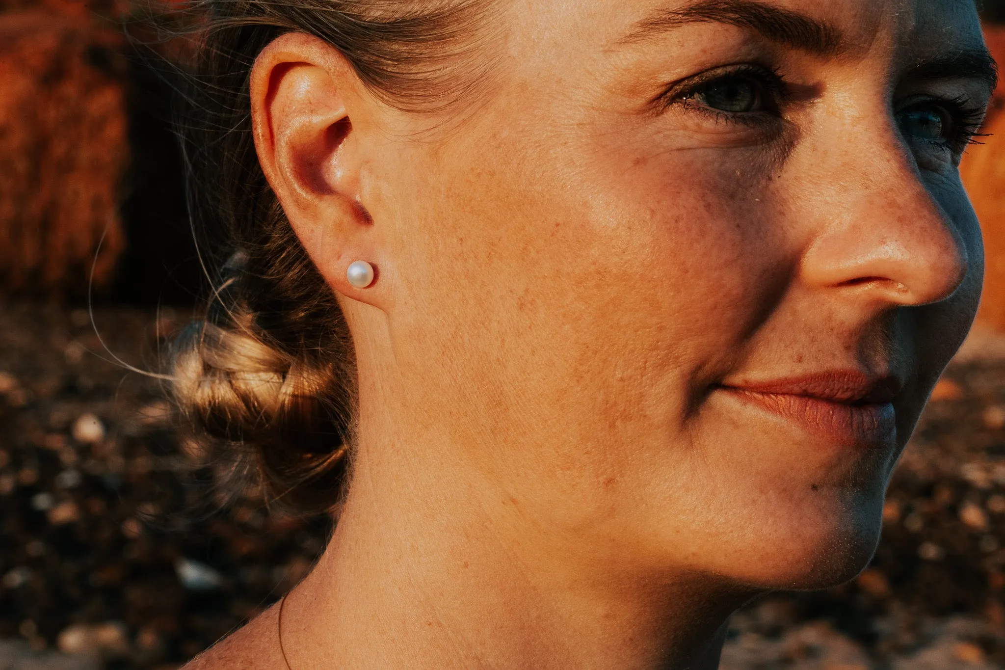 Pearl Earrings Studs White