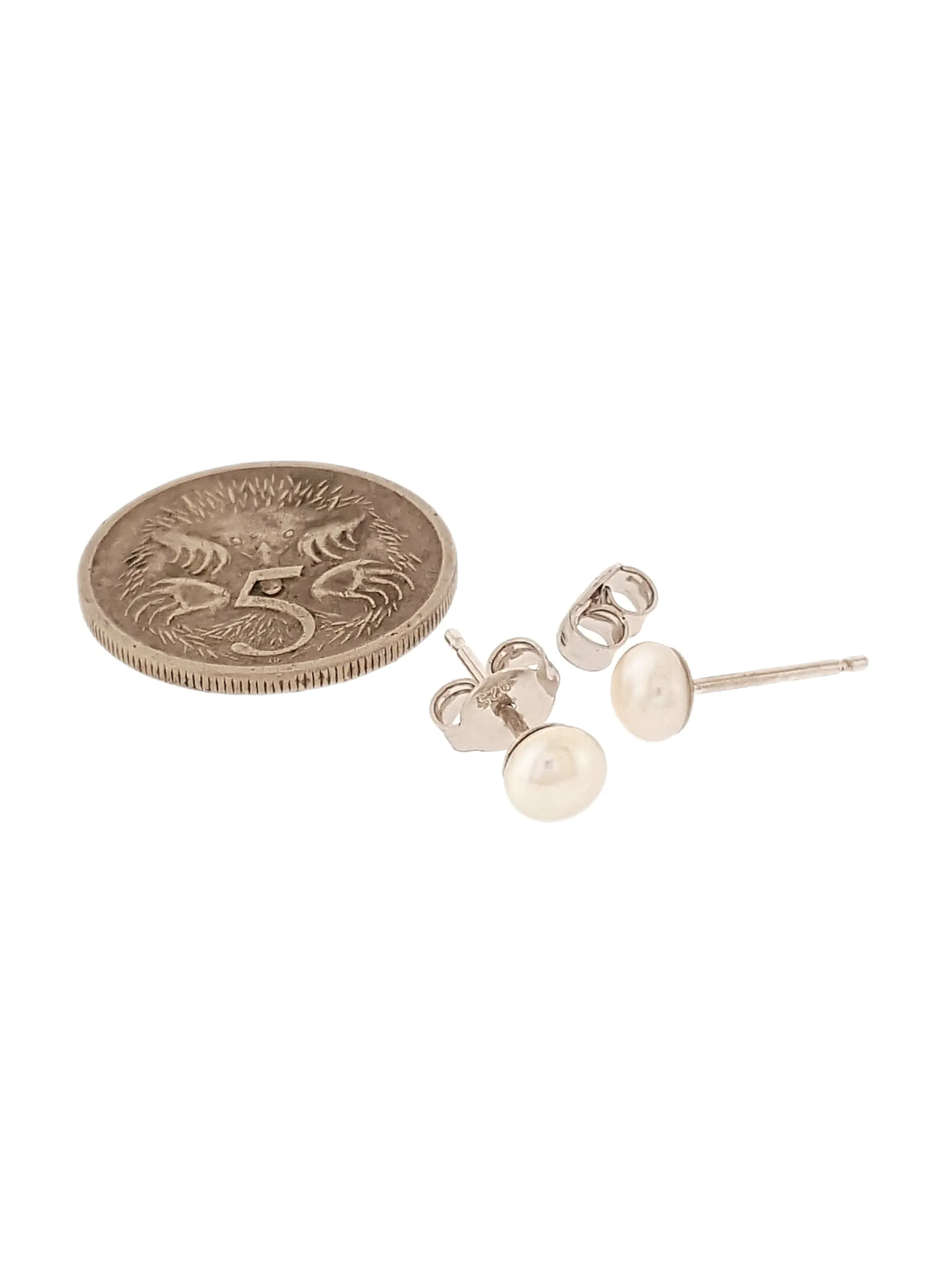 Pearl Earrings Studs White