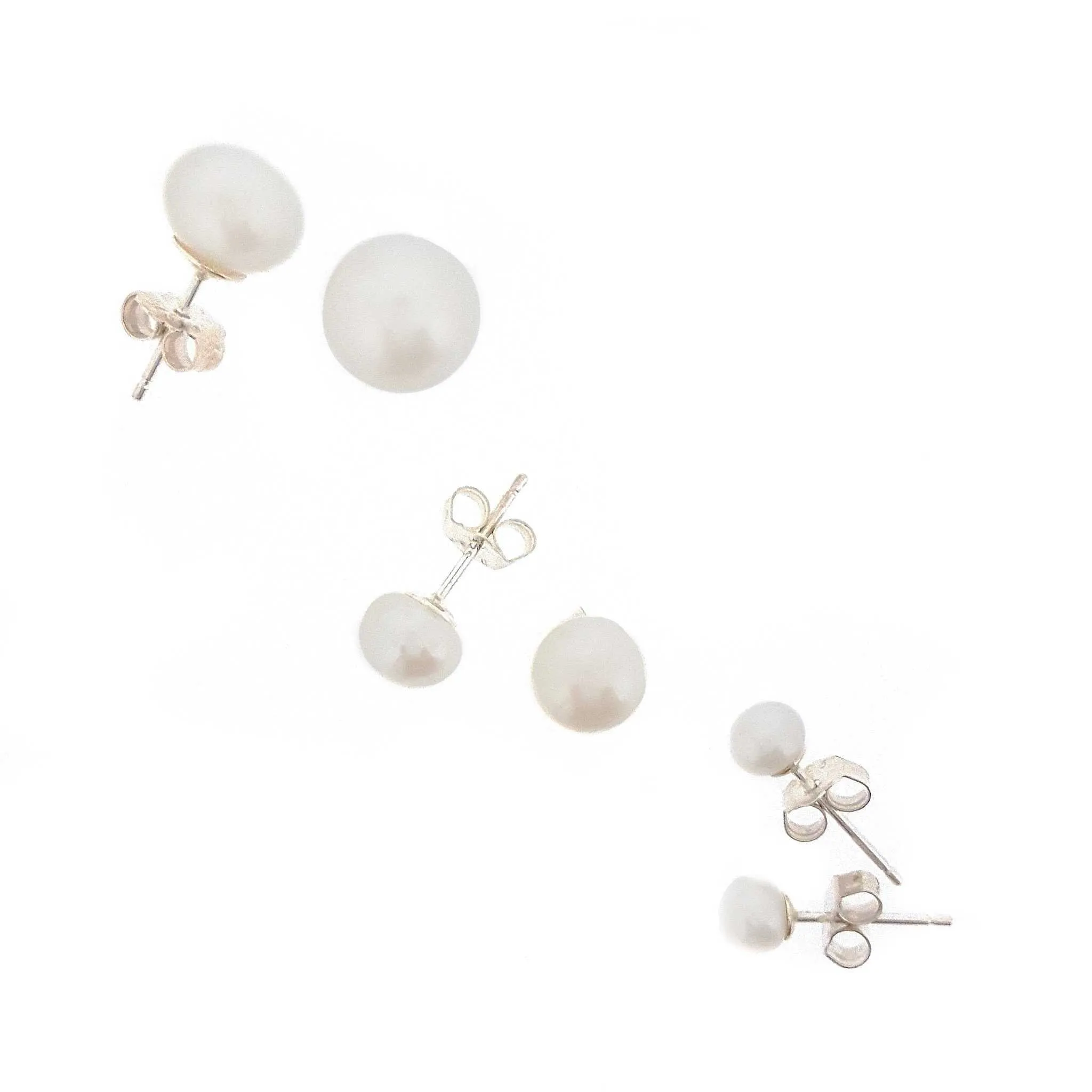 Pearl Earrings Studs White