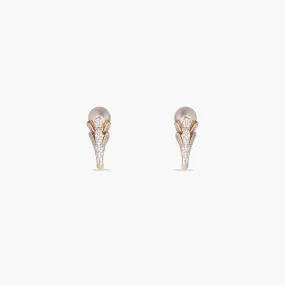 Pearl Floral CZ Drop Earrings