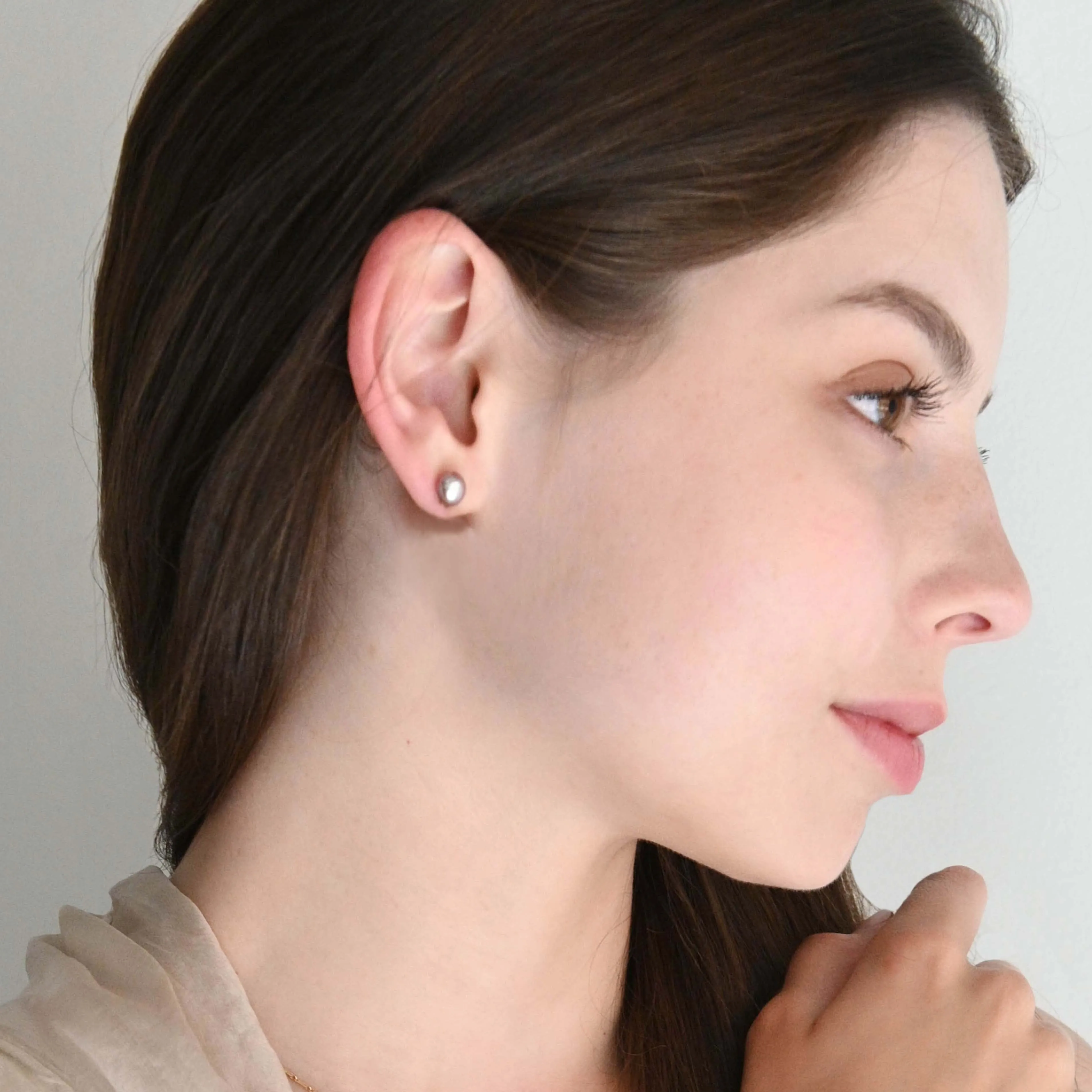 Pink Freshwater Pearl & Silver Studs
