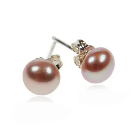 Pink Freshwater Pearl & Silver Studs