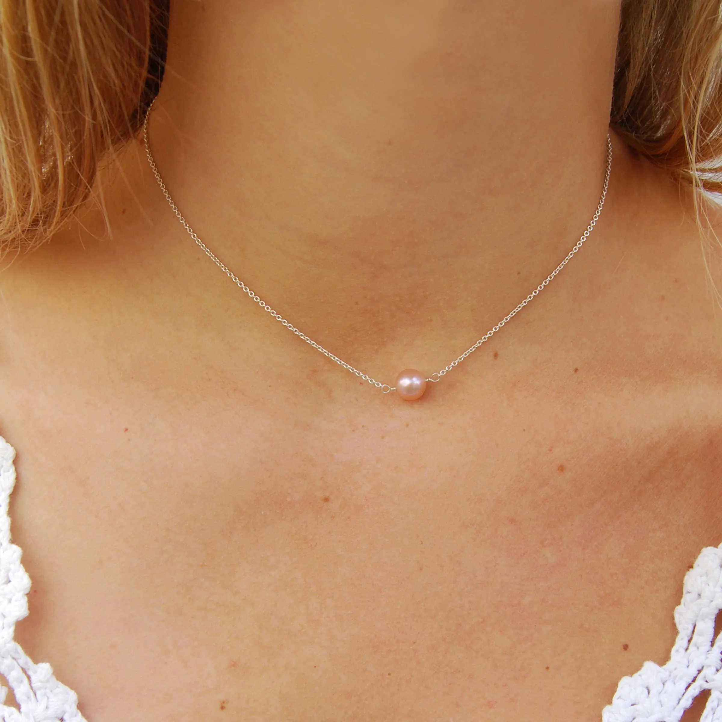 Pink Freshwater Pearl Short Pendant
