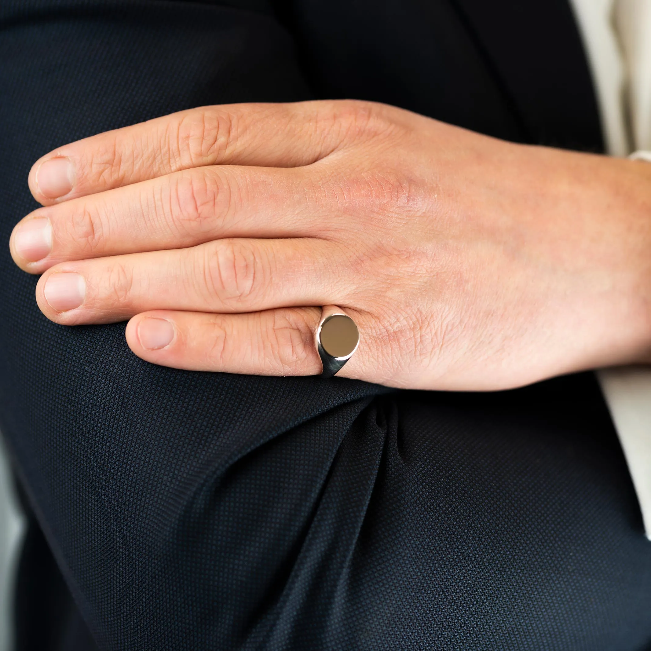 Platinum 13mm Round Signet Ring