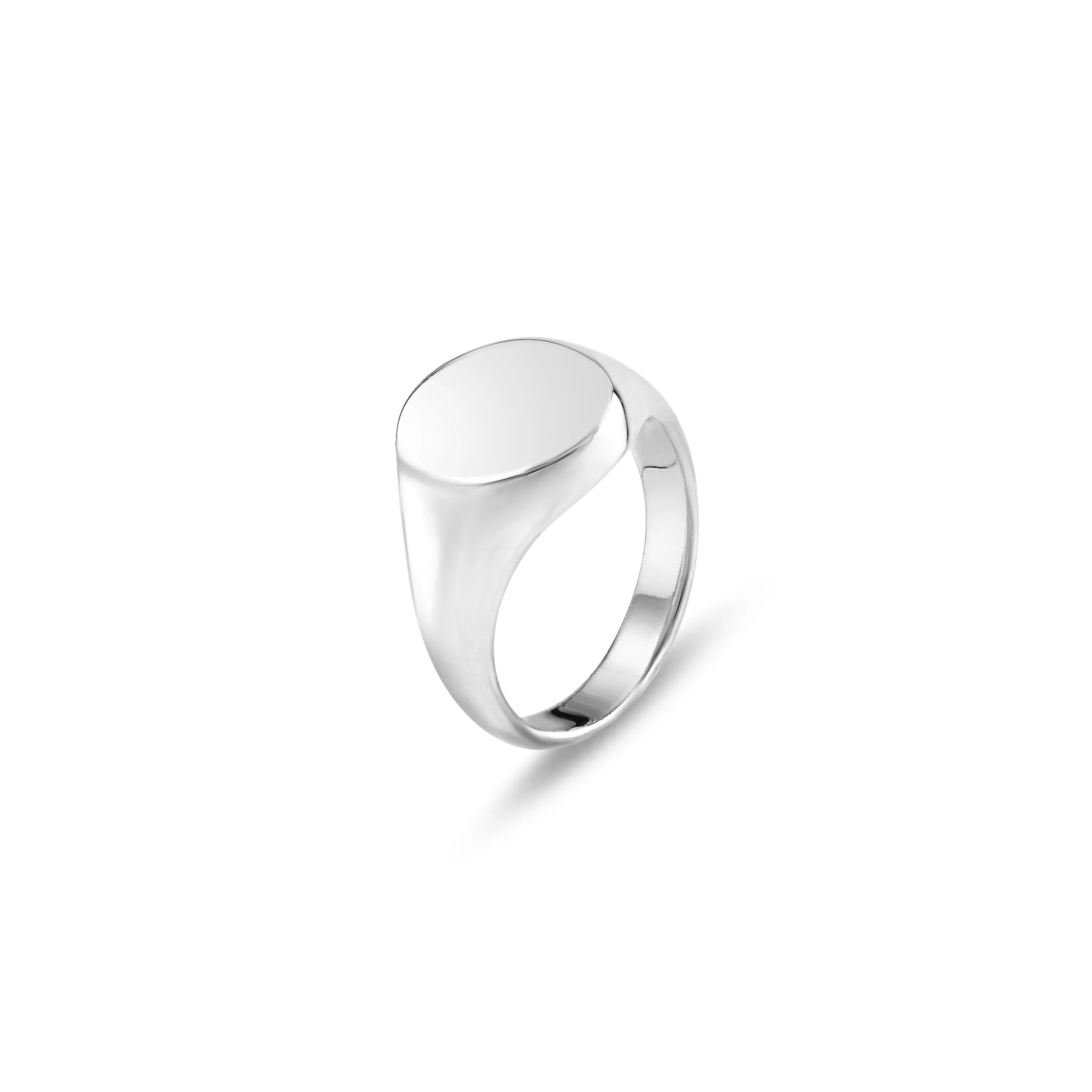 Platinum 14 x 12mm Oval Signet Ring