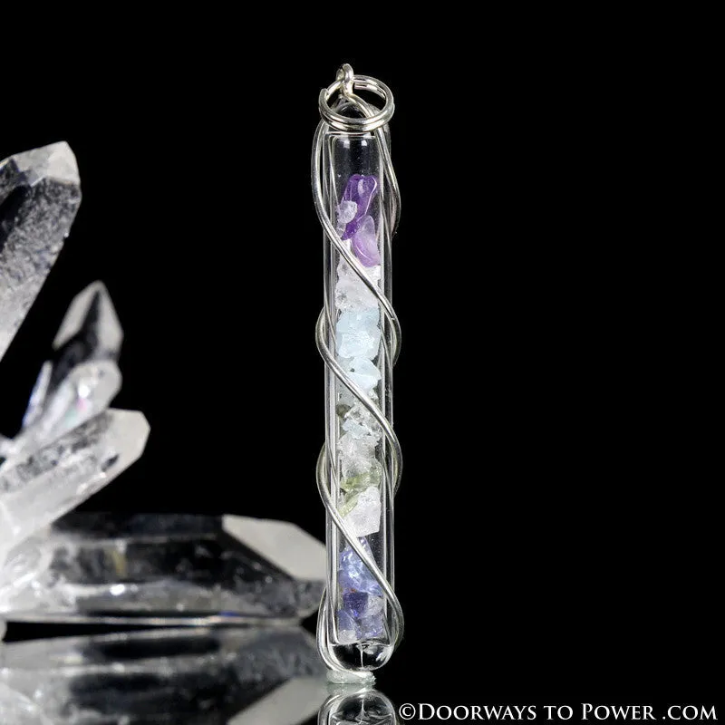 "Goddess" Aquamarine Danburite Morganite Tanzanite Moldavite Pendant