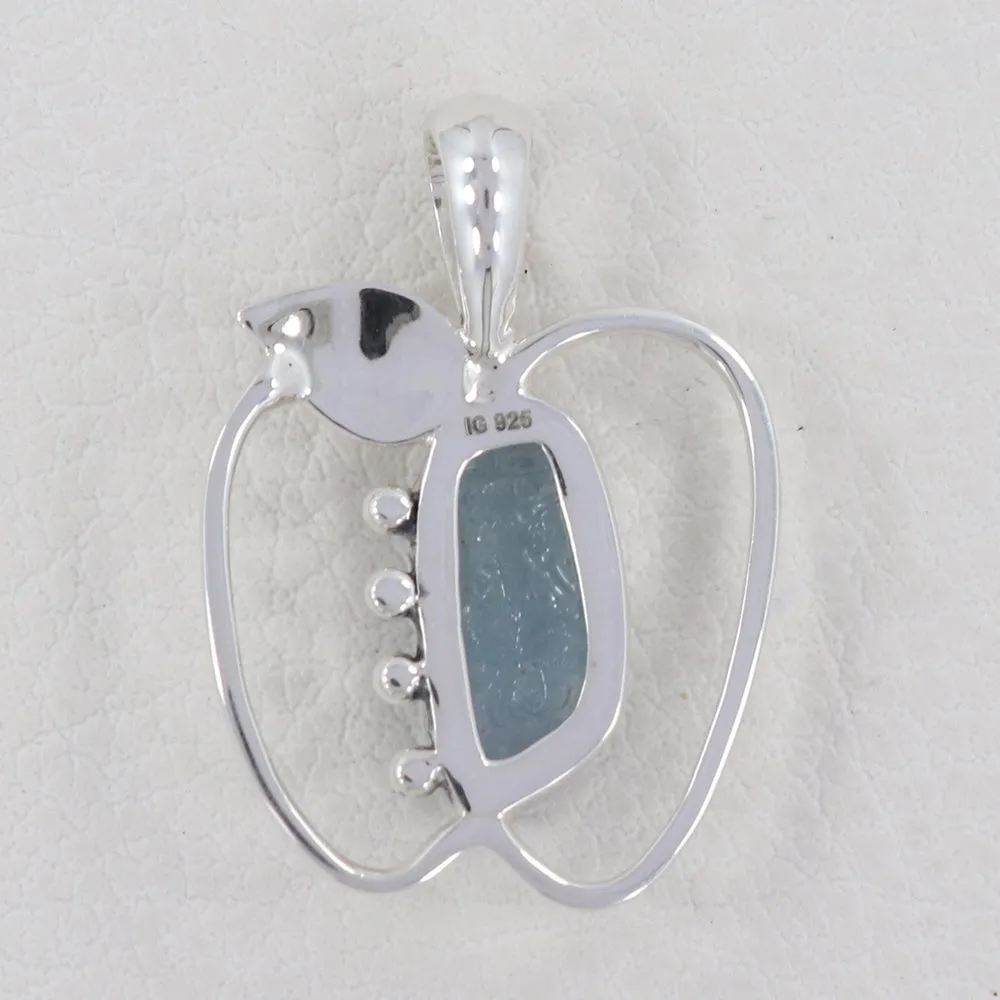 Raw Aquamarine Silver Pendant