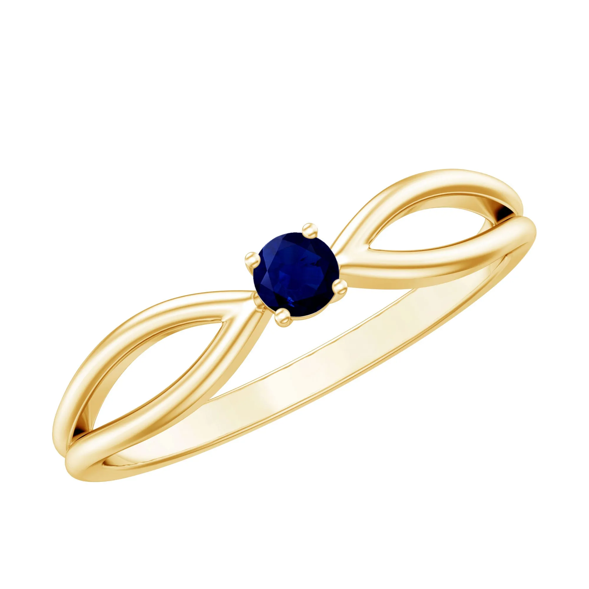 Real Blue Sapphire Minimal Promise Ring with Split Shank
