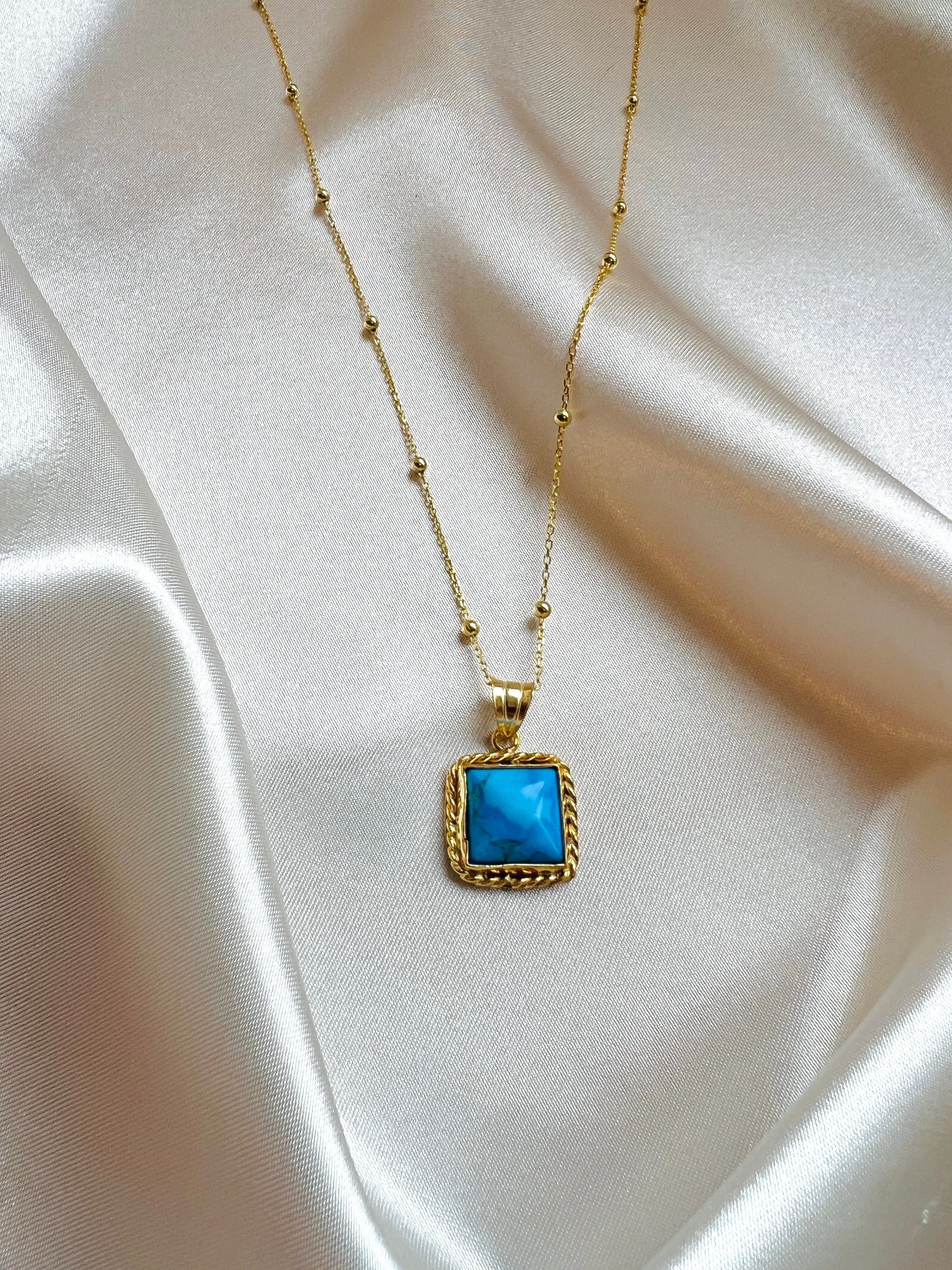 Real Turquoise Necklace | Turquoise Pendant in Sterling Silver | Antique Turquoise Necklace | Turquoise Jewelry in Gold |Turquoise Necklaces