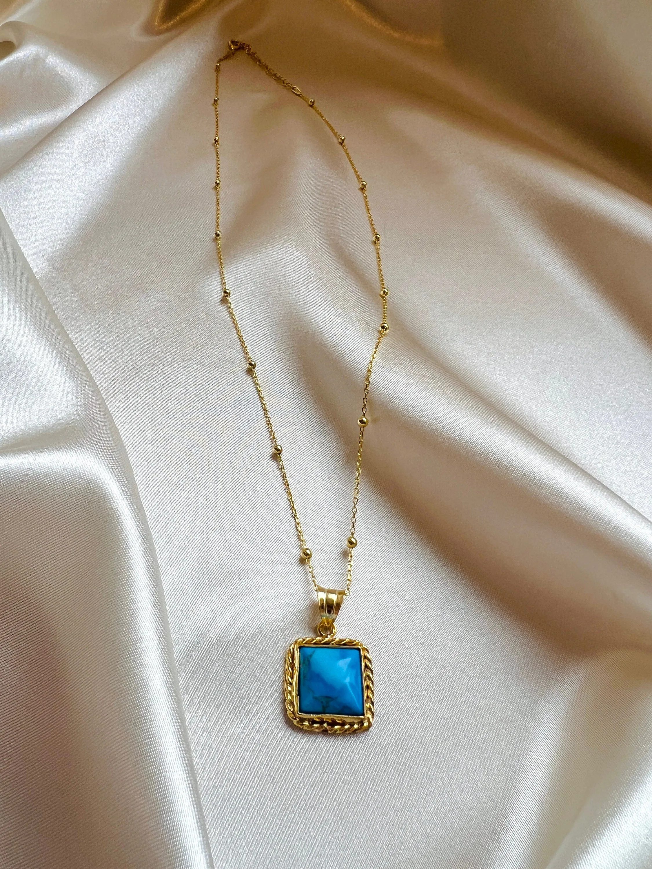 Real Turquoise Necklace | Turquoise Pendant in Sterling Silver | Antique Turquoise Necklace | Turquoise Jewelry in Gold |Turquoise Necklaces