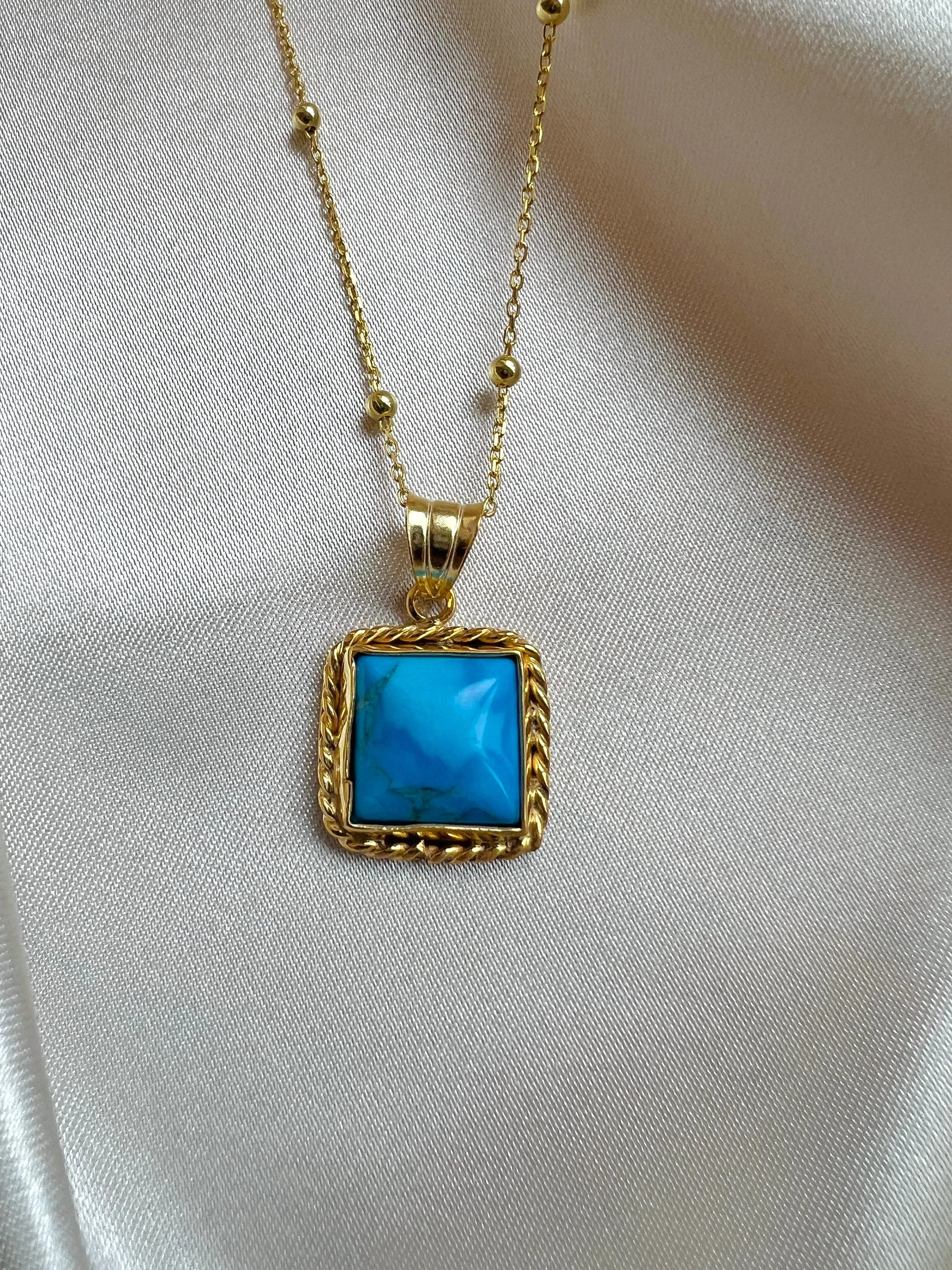 Real Turquoise Necklace | Turquoise Pendant in Sterling Silver | Antique Turquoise Necklace | Turquoise Jewelry in Gold |Turquoise Necklaces