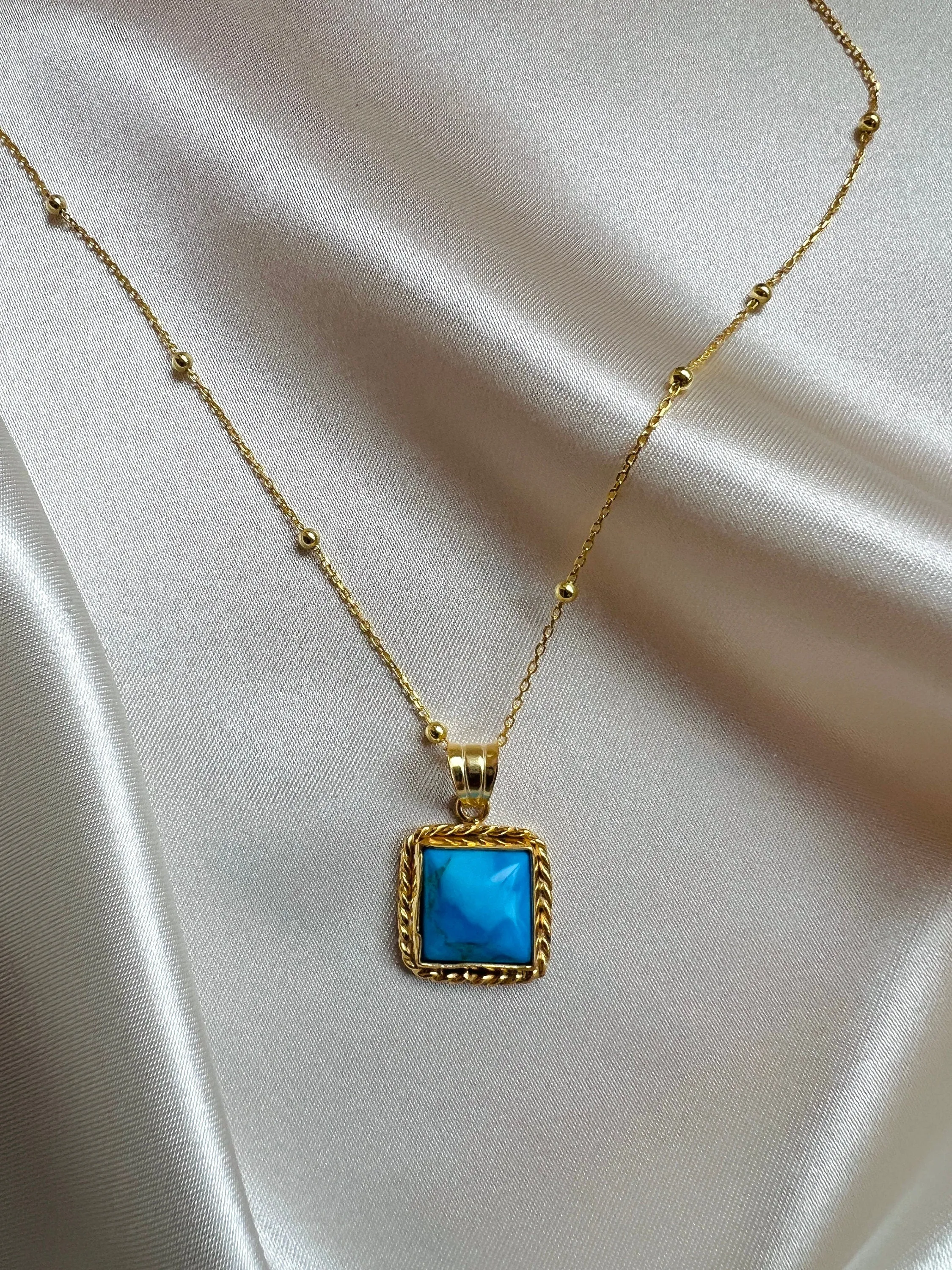 Real Turquoise Necklace | Turquoise Pendant in Sterling Silver | Antique Turquoise Necklace | Turquoise Jewelry in Gold |Turquoise Necklaces