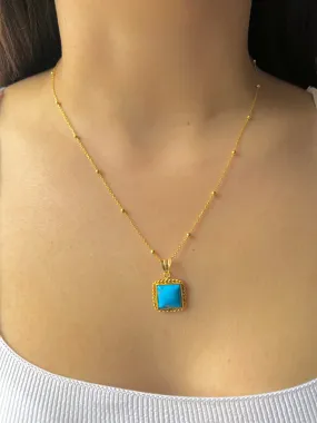 Real Turquoise Necklace | Turquoise Pendant in Sterling Silver | Antique Turquoise Necklace | Turquoise Jewelry in Gold |Turquoise Necklaces