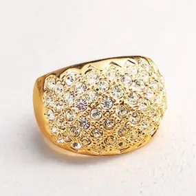 Rose Gold Brilliance: Rhinestone Chunky Ring