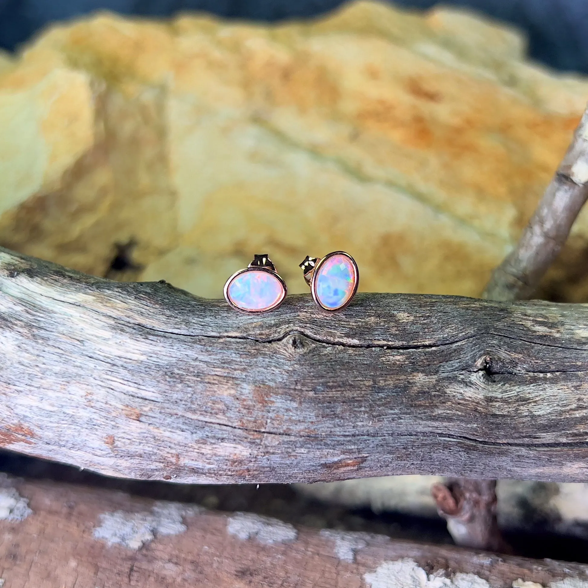 Rose Gold plated 7x5mm Silver studs