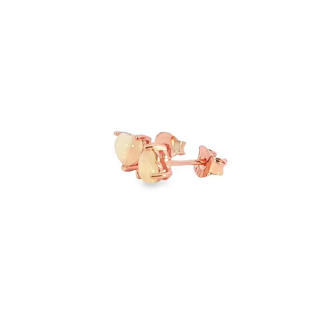 Rose Gold plated silver 5mm heart shape White Opal studs