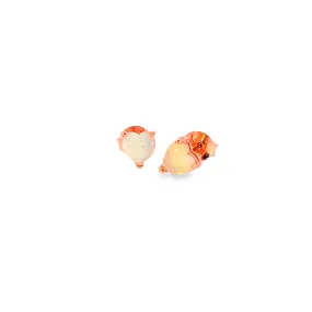 Rose Gold plated silver 5mm heart shape White Opal studs