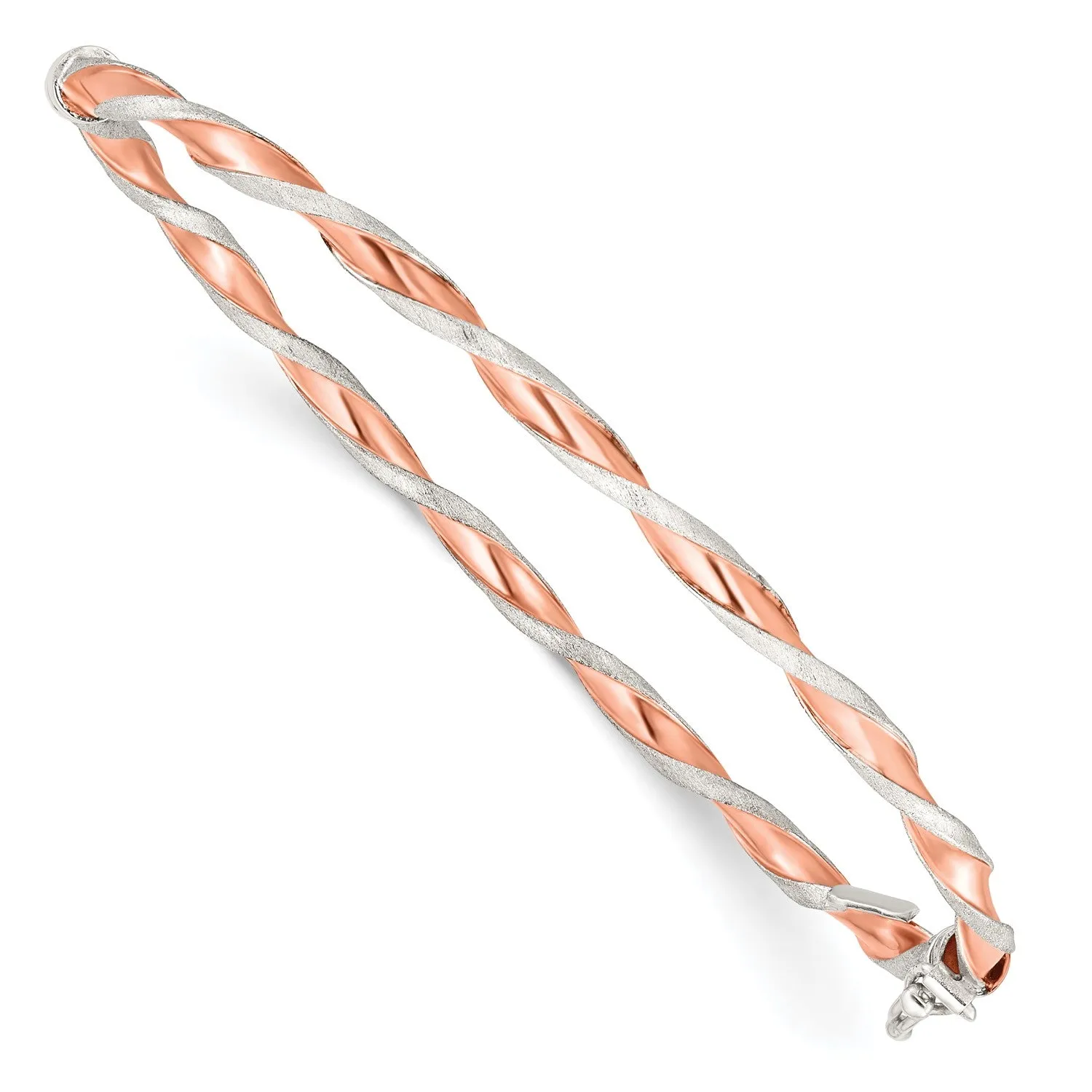Rose Gold Plated Sterling Silver 7-inch 3MM Hinged Bangle Bracelet