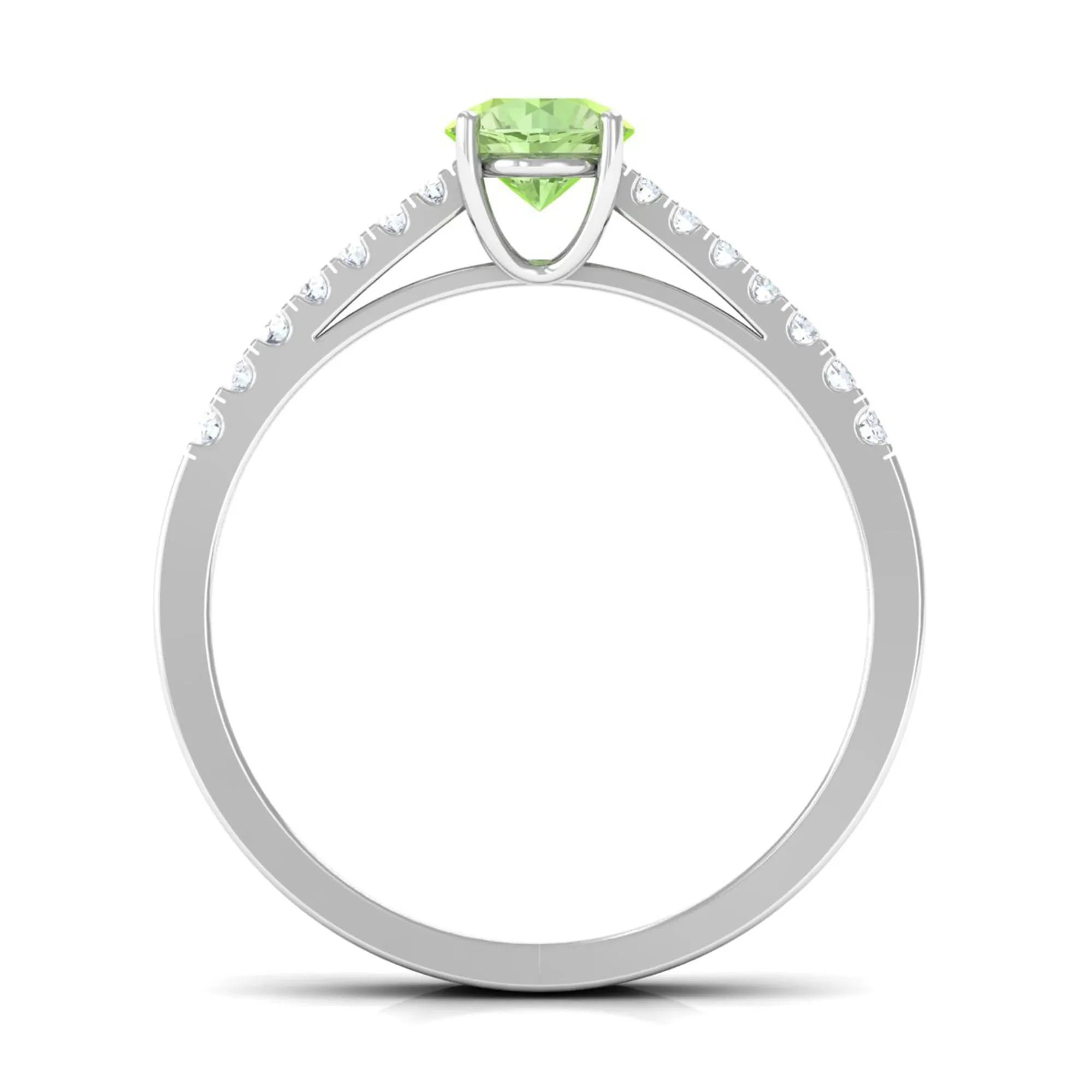 Round Green Sapphire Engagement Ring with Diamond