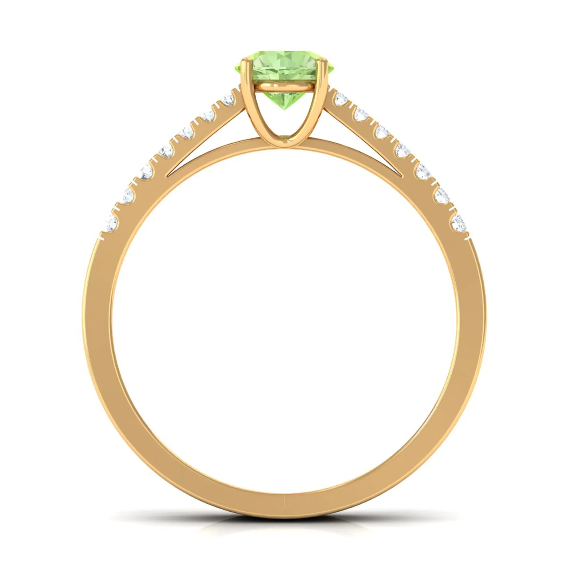 Round Green Sapphire Engagement Ring with Diamond