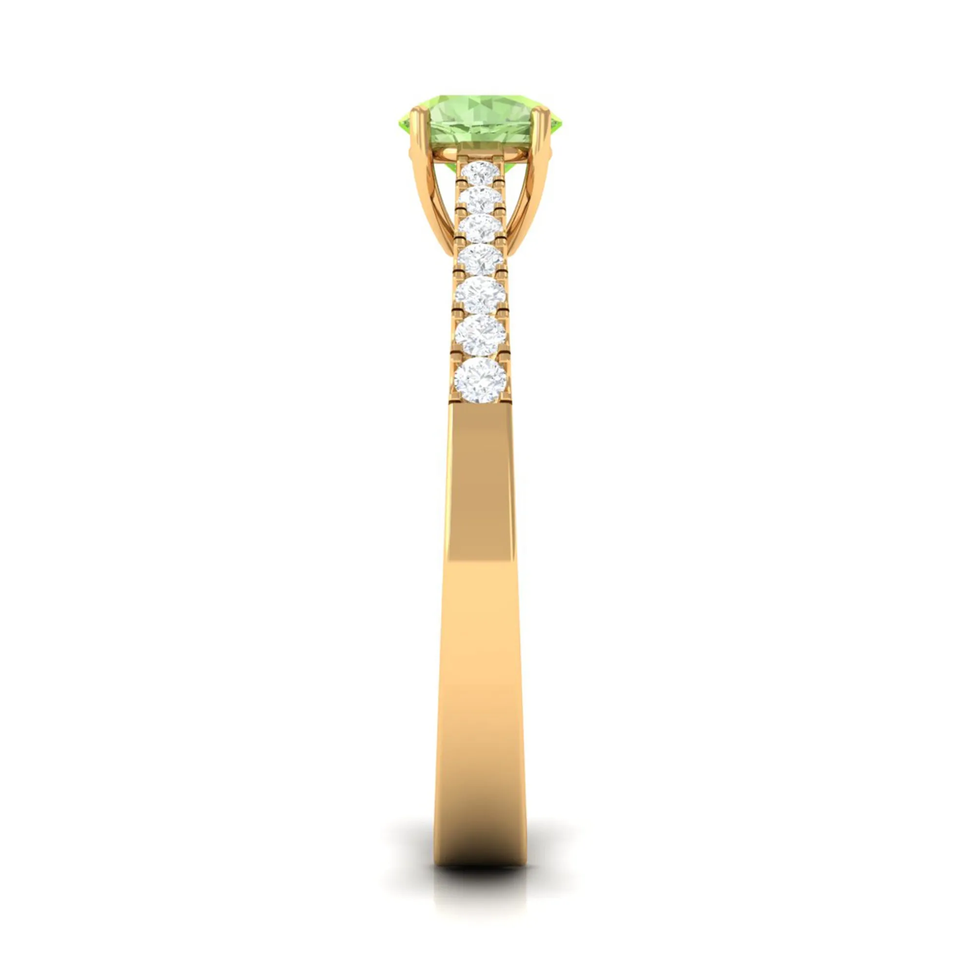 Round Green Sapphire Engagement Ring with Diamond