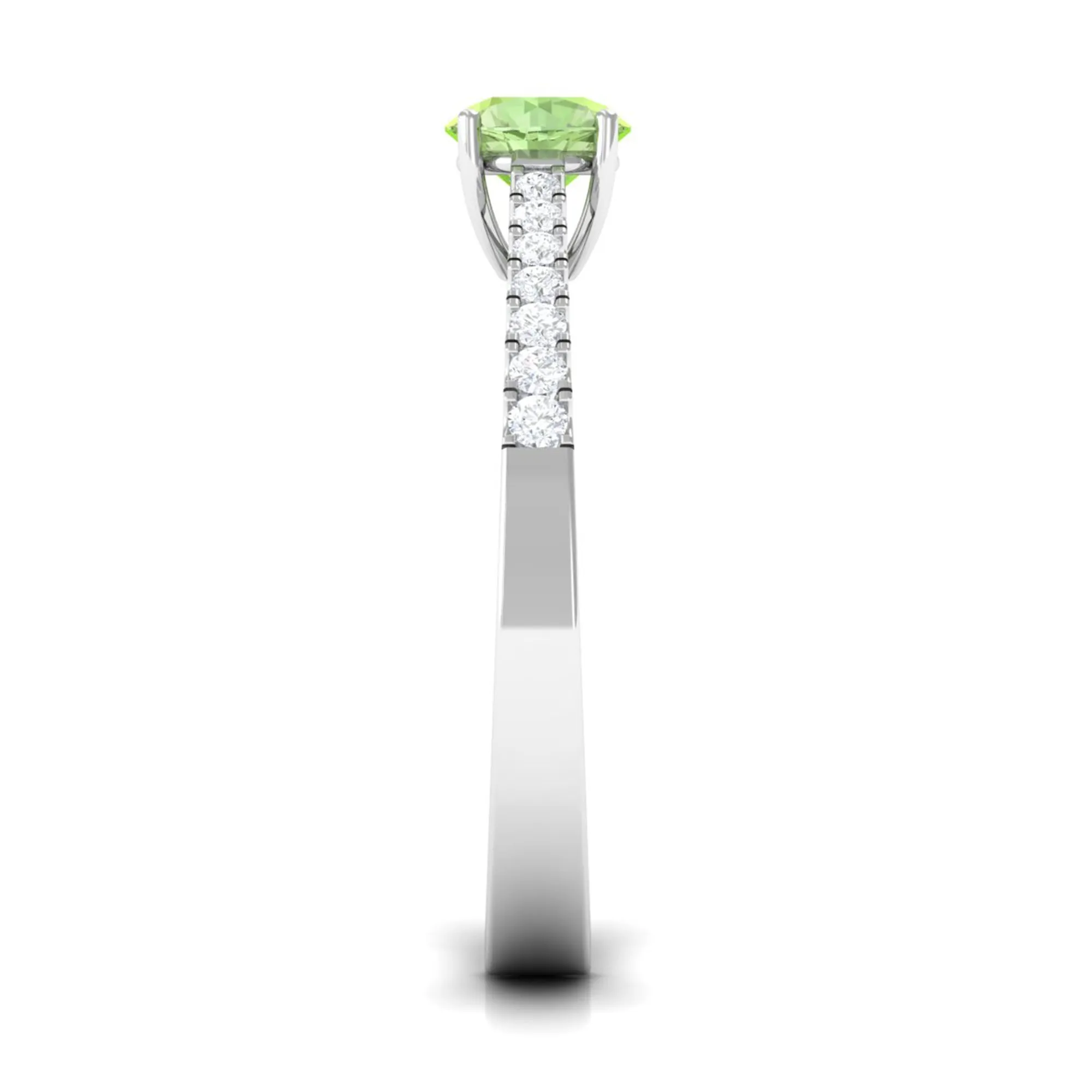 Round Green Sapphire Engagement Ring with Diamond