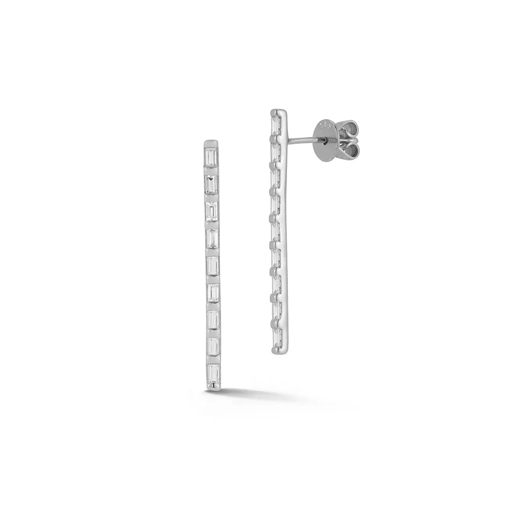 Sadie Pearl Baguette Vertical Bar Drop Earrings