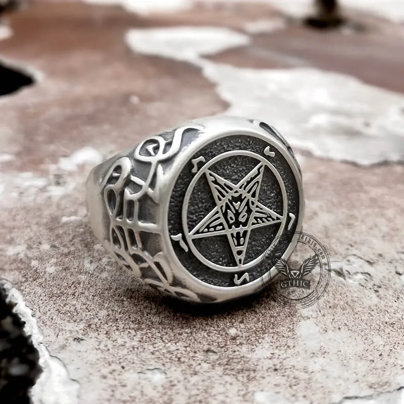 Sigil of Baphomet Sterling Silver Satan Ring