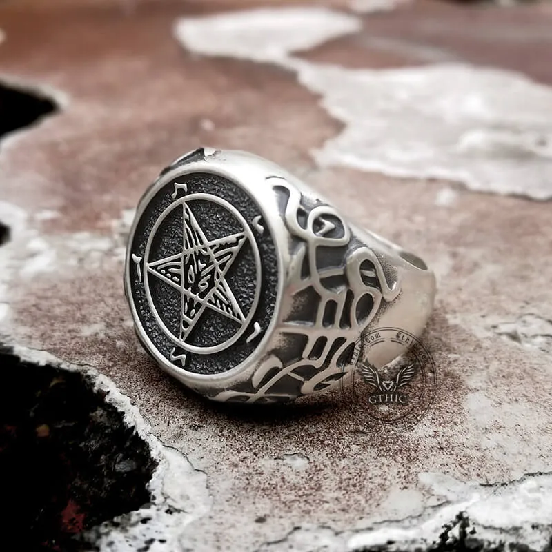 Sigil of Baphomet Sterling Silver Satan Ring