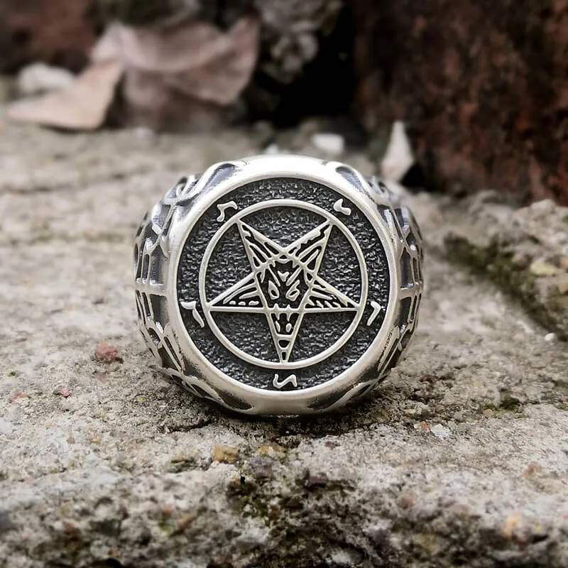 Sigil of Baphomet Sterling Silver Satan Ring