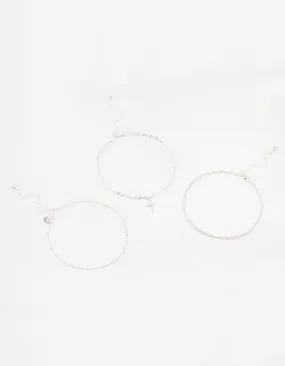Silver Ball Chain Cross Chokers 3-Pack