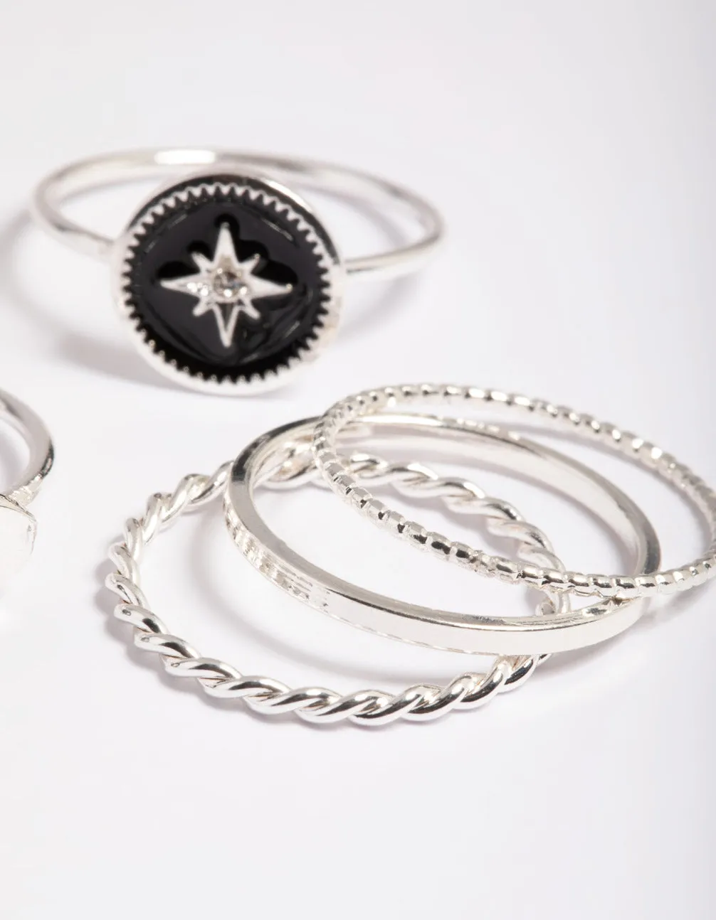 Silver Celestial Signet Rings 6-Pack