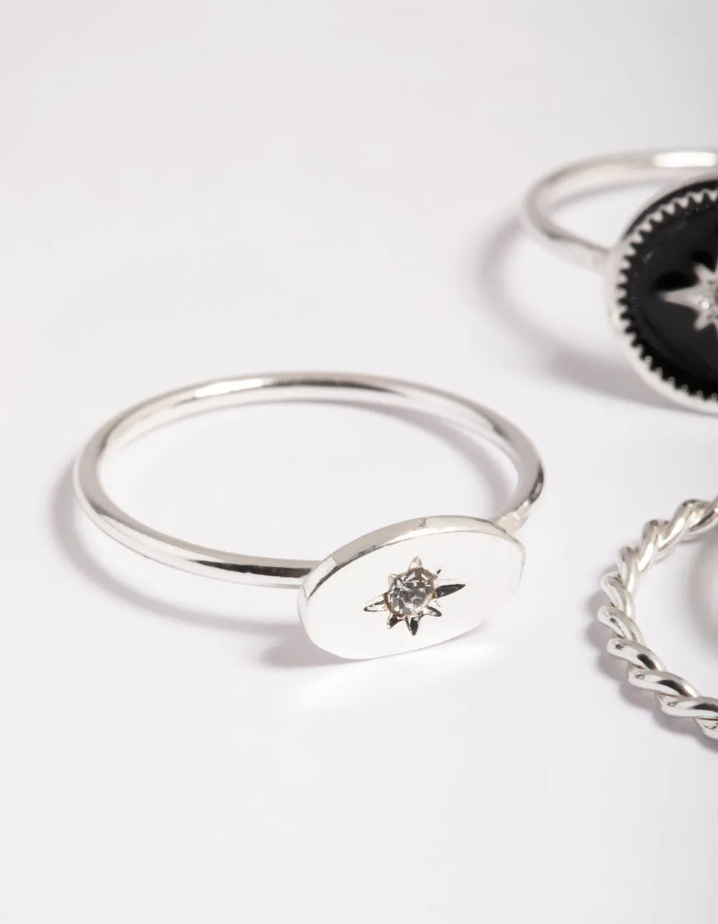 Silver Celestial Signet Rings 6-Pack