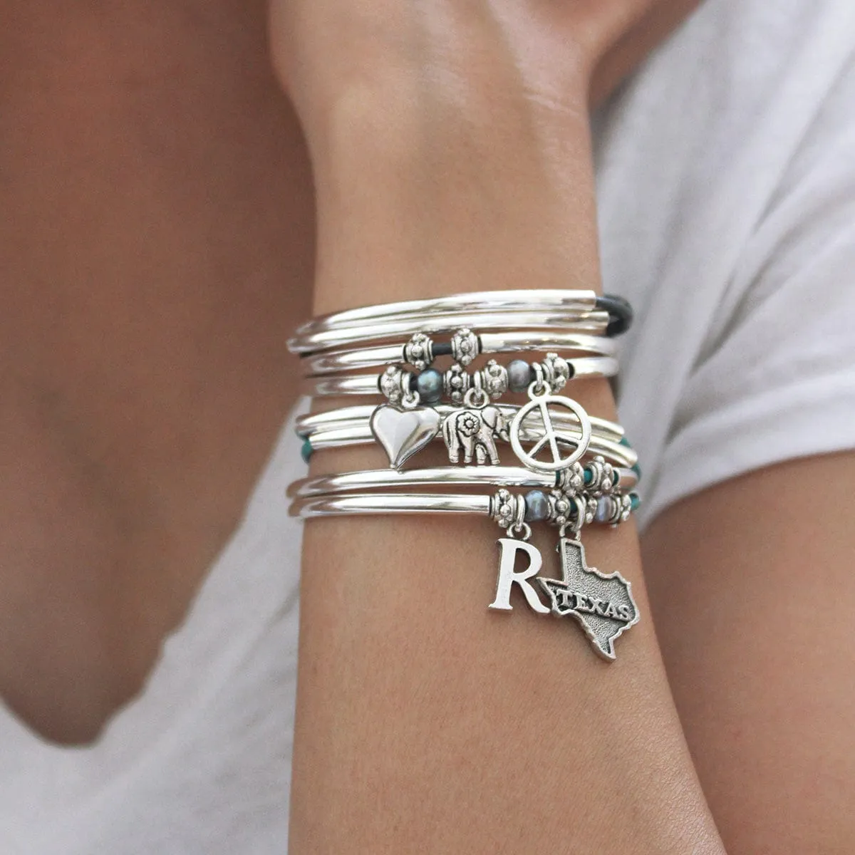 Silver Initial R Charm