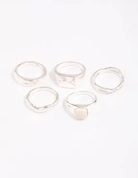 Silver Organic Signet Ring Pack