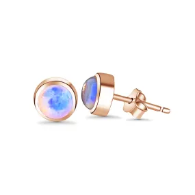 Silver Rose Gold plated 5mm Round Light Opal studs bezel set