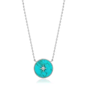 Silver Turquoise Emblem Necklace