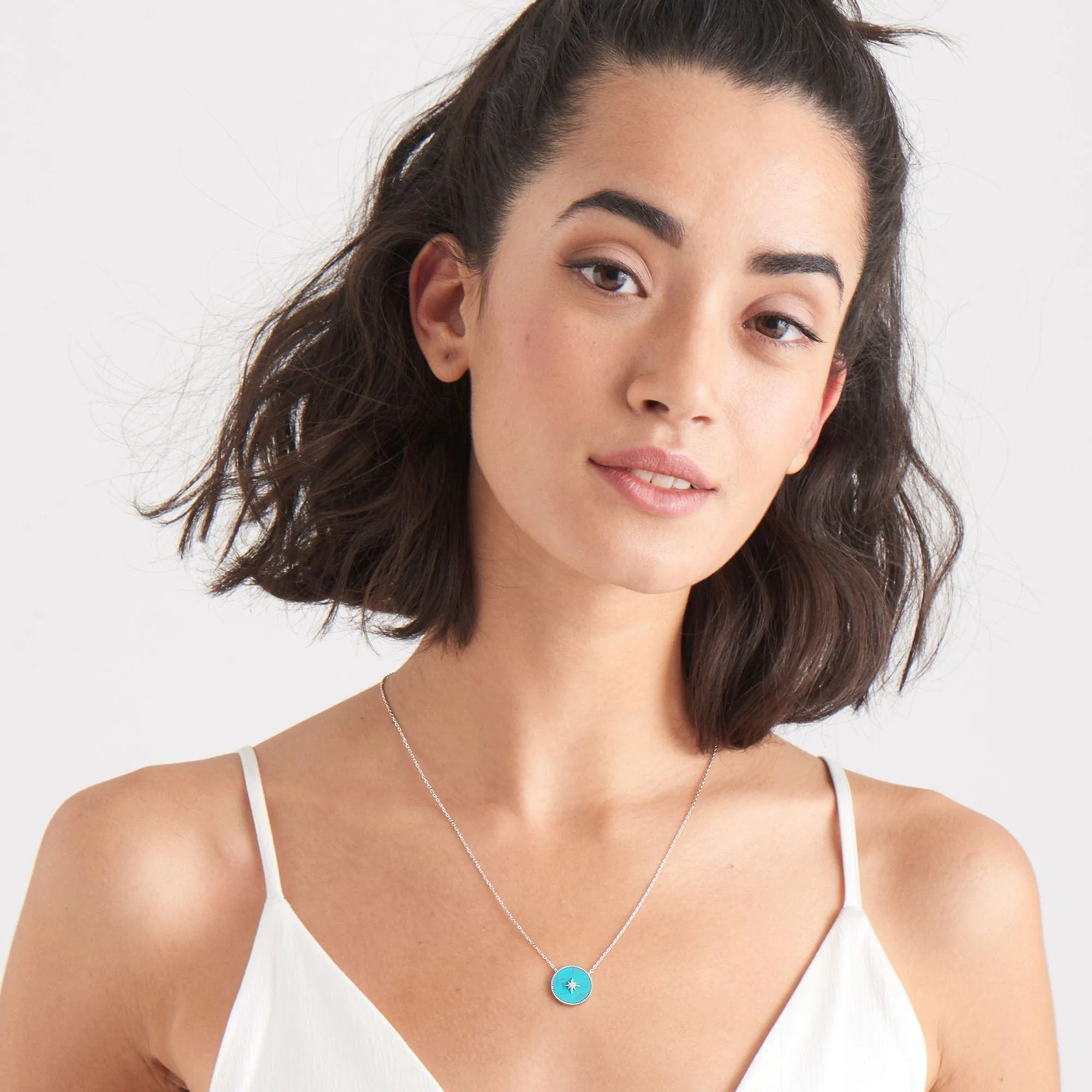 Silver Turquoise Emblem Necklace