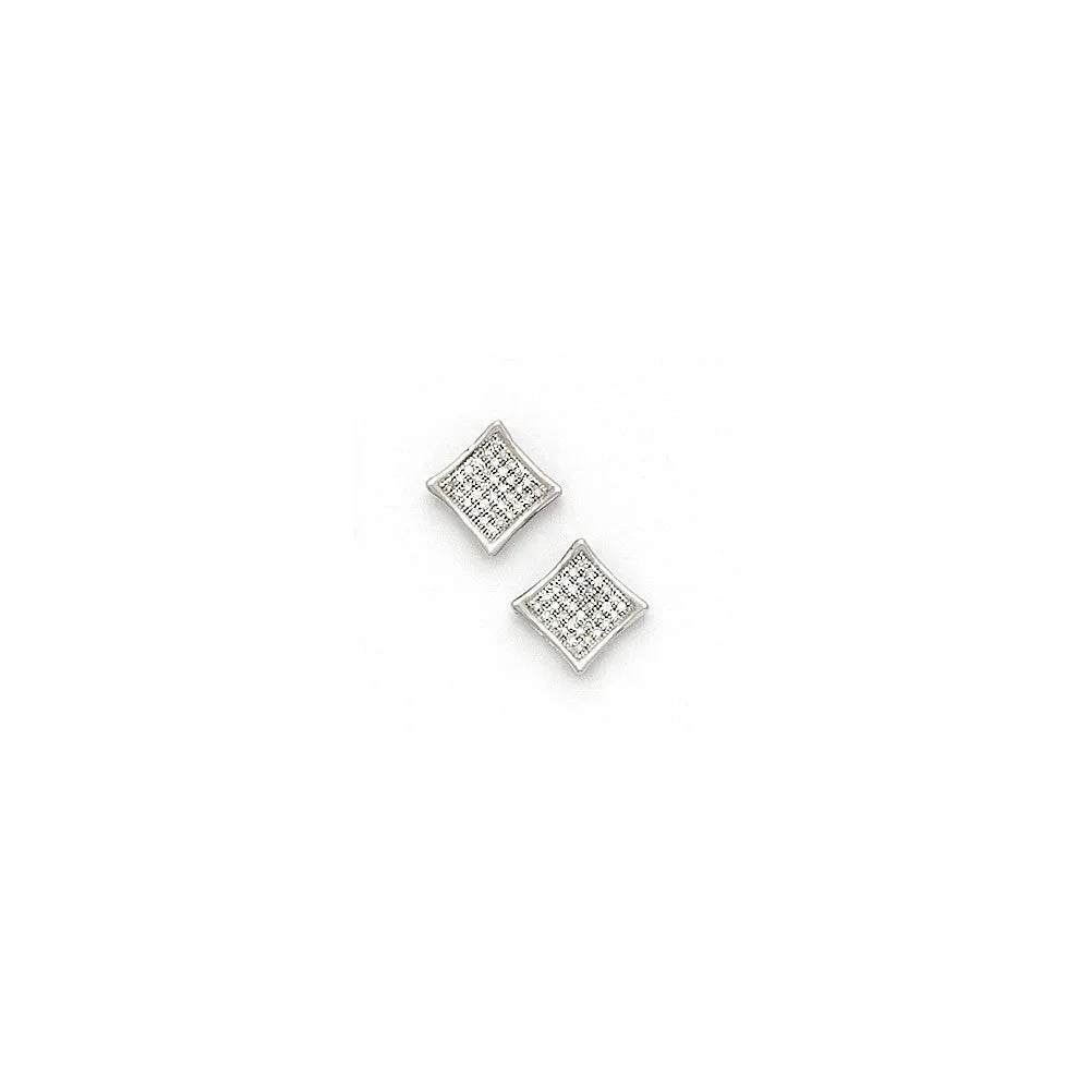 Solid 14kt White Gold .16 Carat Micro Pav ﾬ Genuine Diamond Earrings