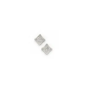 Solid 14kt White Gold .16 Carat Micro Pav ﾬ Genuine Diamond Earrings