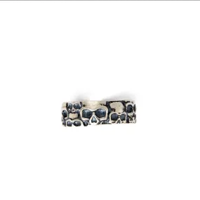 SOLID 925 STERLING SILVER AGED 5mm GOTHIC 3d SKULL HEADS BAND RING