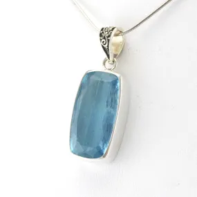 Sterling Silver Aquamarine 11x20mm Rectangle Pendant
