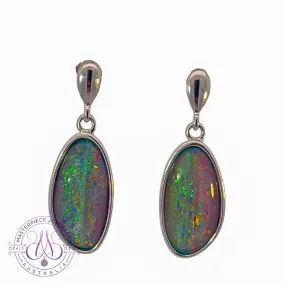 Sterling Silver dangling freeform Opal triplet earrings