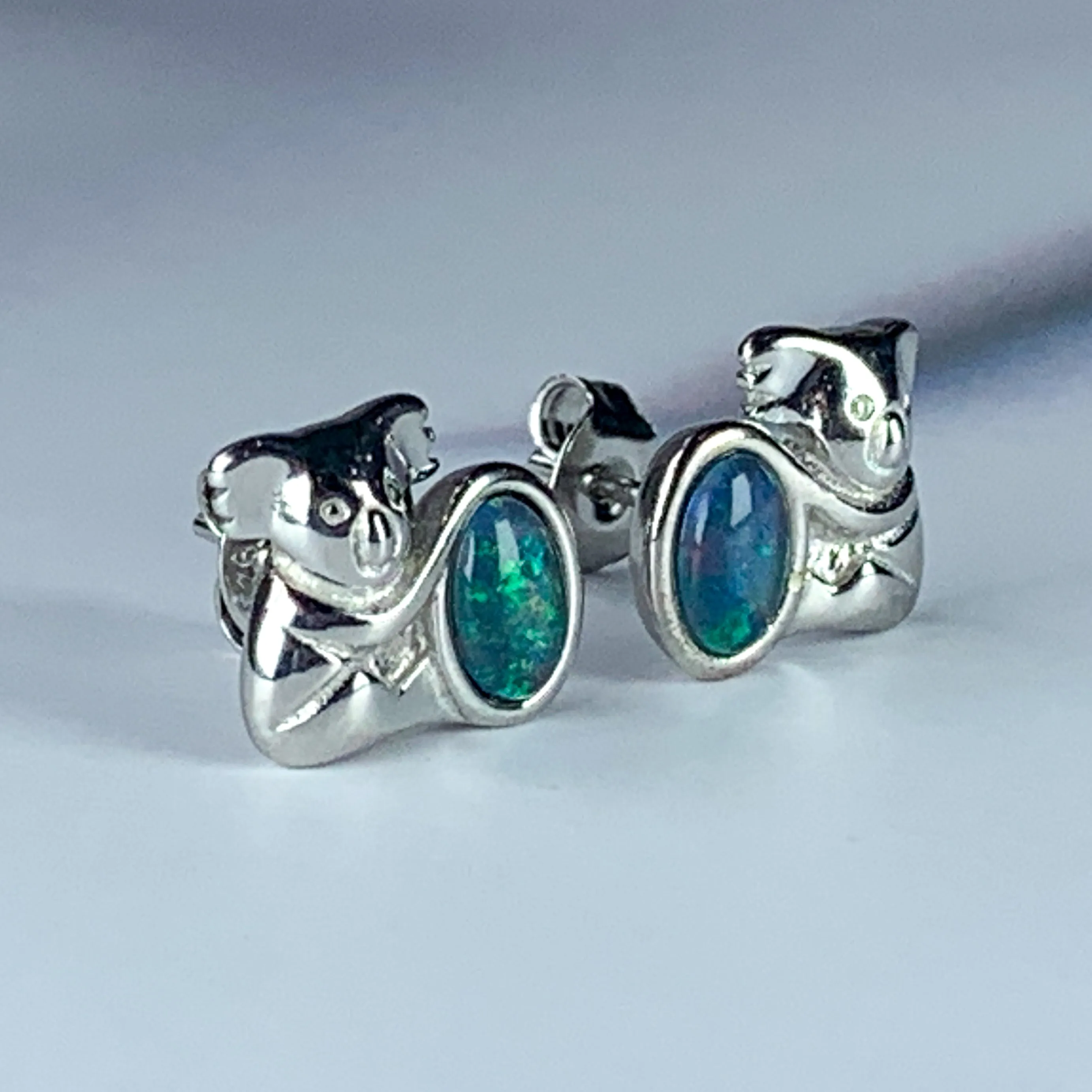 Sterling Silver Koala Opal triplet studs
