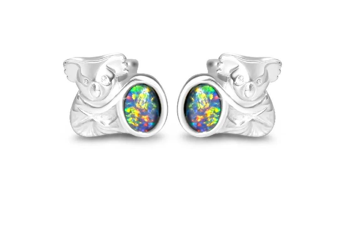 Sterling Silver Koala Opal triplet studs