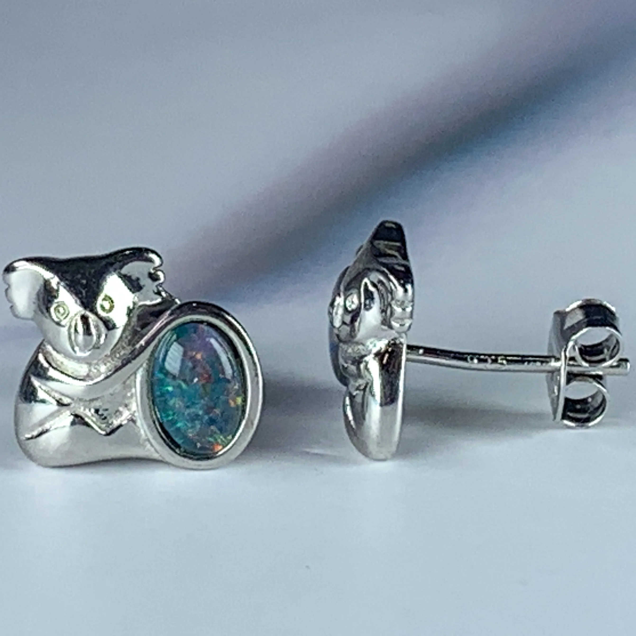 Sterling Silver Koala Opal triplet studs