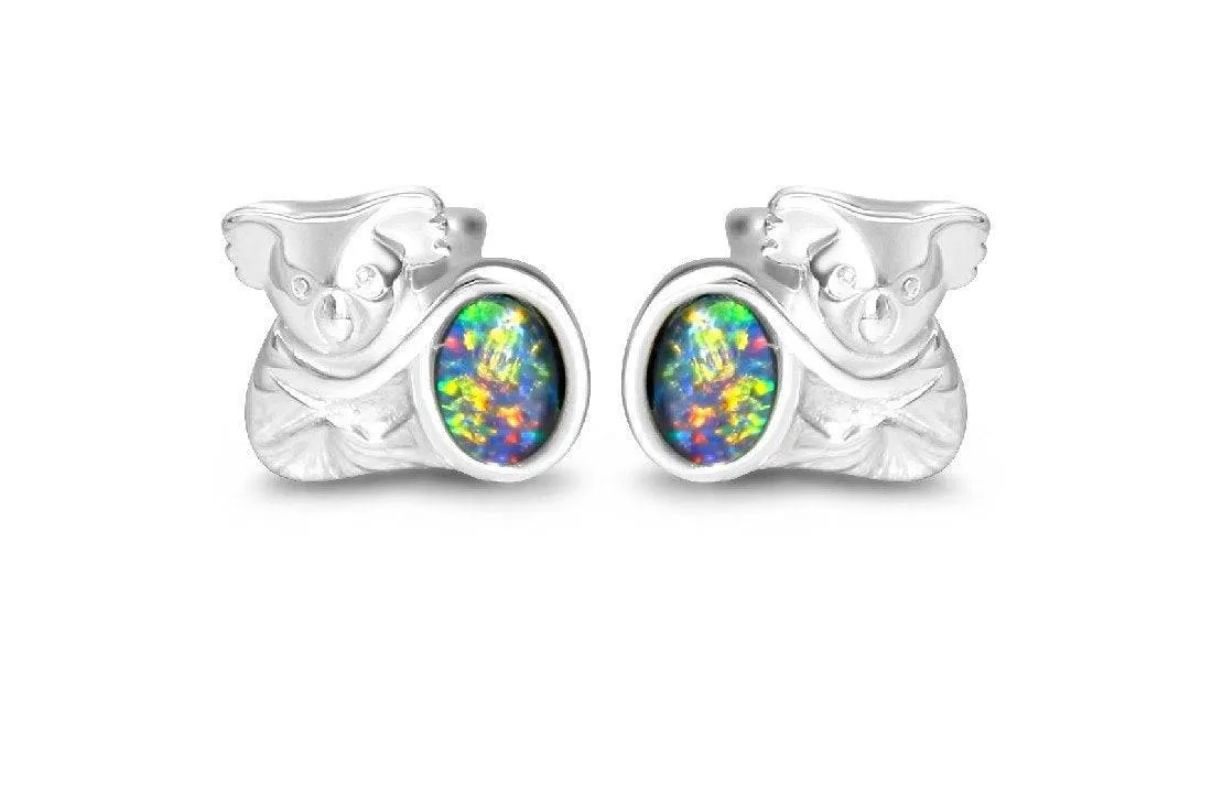Sterling Silver Koala Opal triplet studs