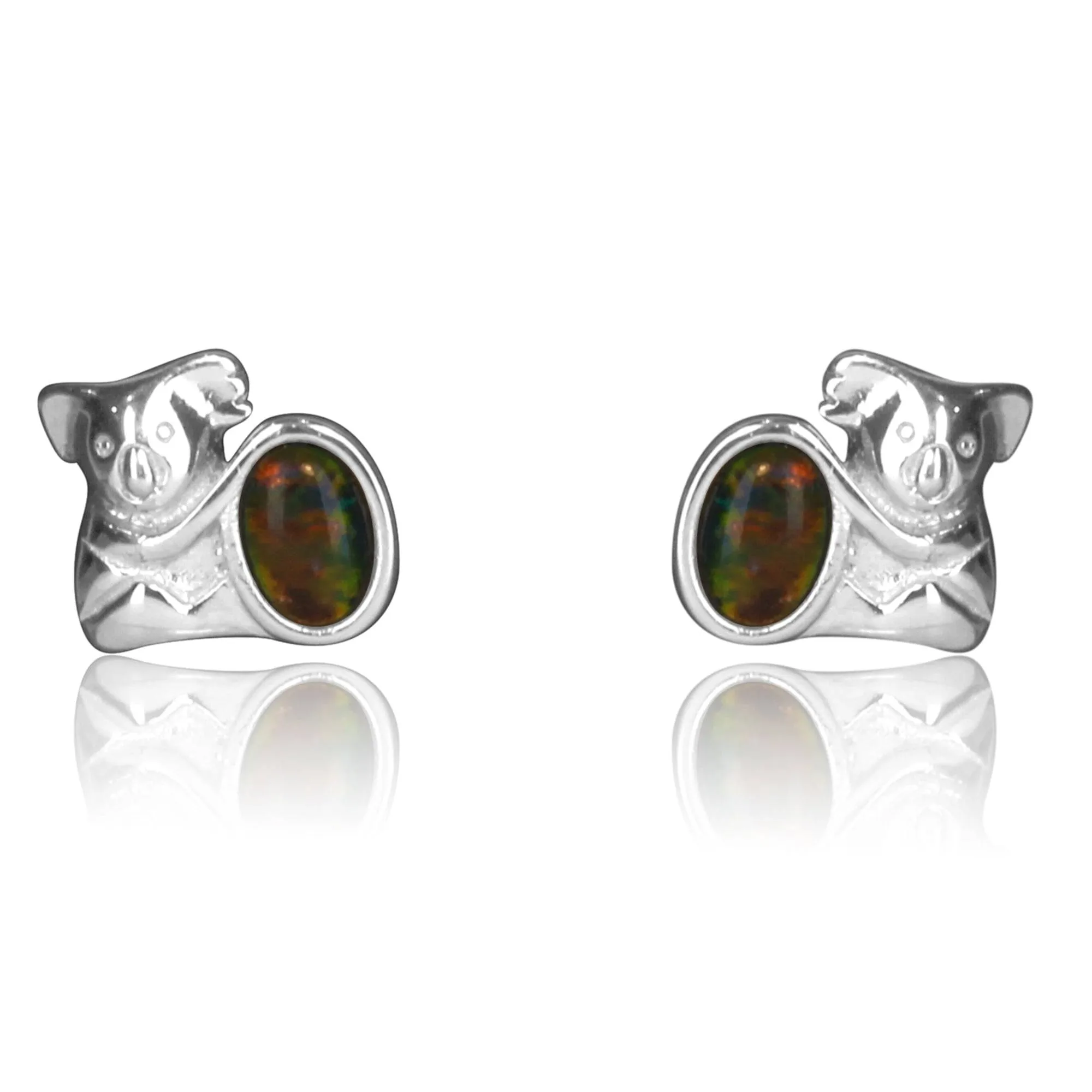 Sterling Silver Koala Opal triplet studs
