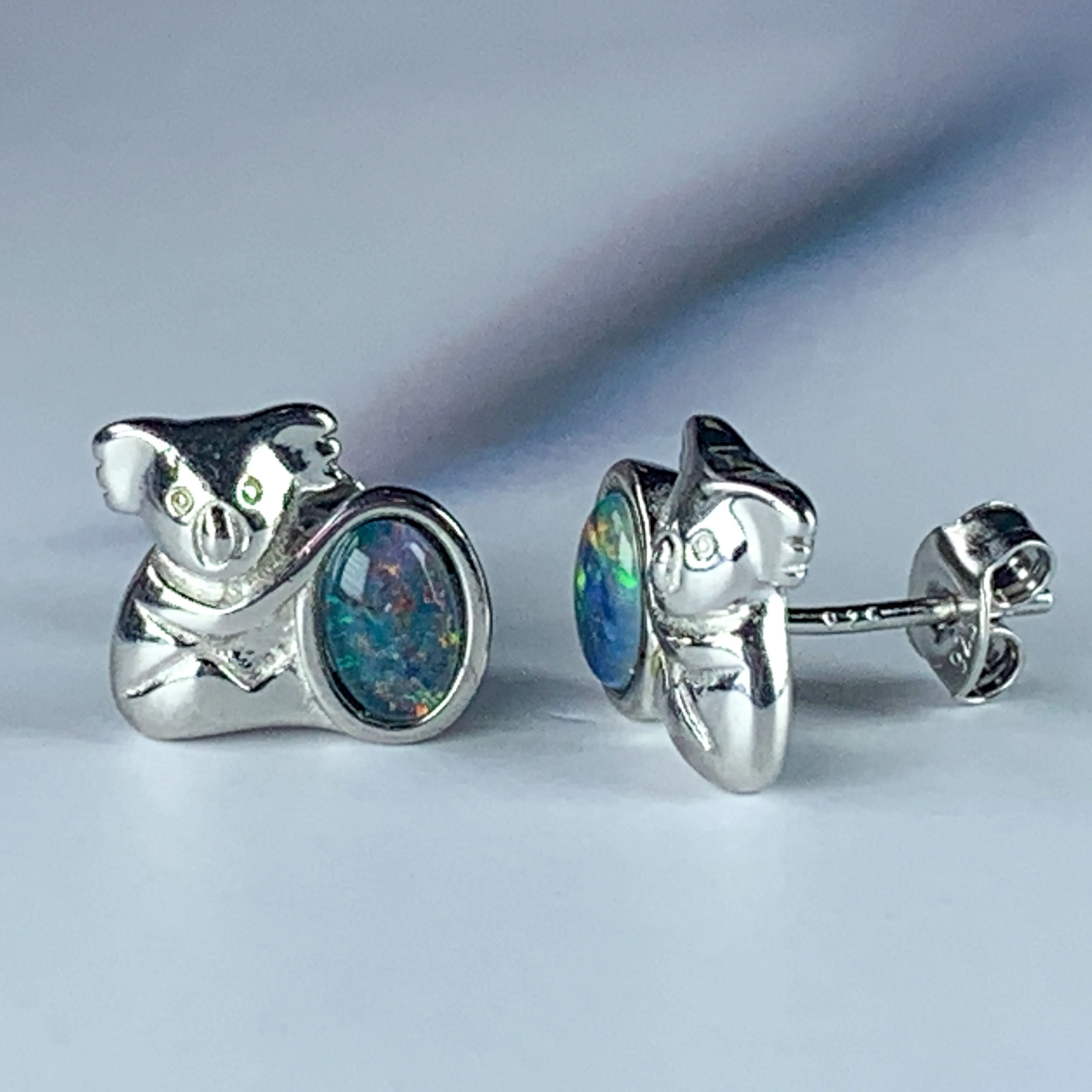Sterling Silver Koala Opal triplet studs