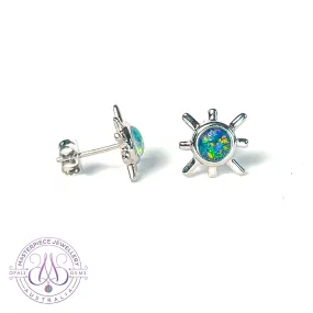 Sterling Silver round 6mm Opal triplet star ray studs